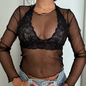 See through black blouse (bralette not included)